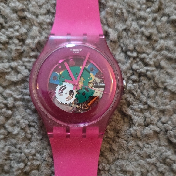 Swatch Pink and Green Women's Watch - Picture 2 of 3
